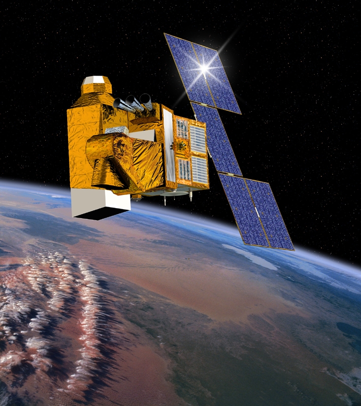 artist&#039;s view of HELIOS IIA satellite. Crédits : CNES/Ill. Activ Design