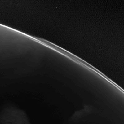 Atmospheric structures can be seen in this image of Mars taken by the OSIRIS narrow-angle camera during Mars flyby on 24 February 2007. ESA © 2007 MPS for OSIRIS Team MPS/UPD/LAM/ IAA/ RSSD/ INTA/ UPM/ DASP/ IDA
