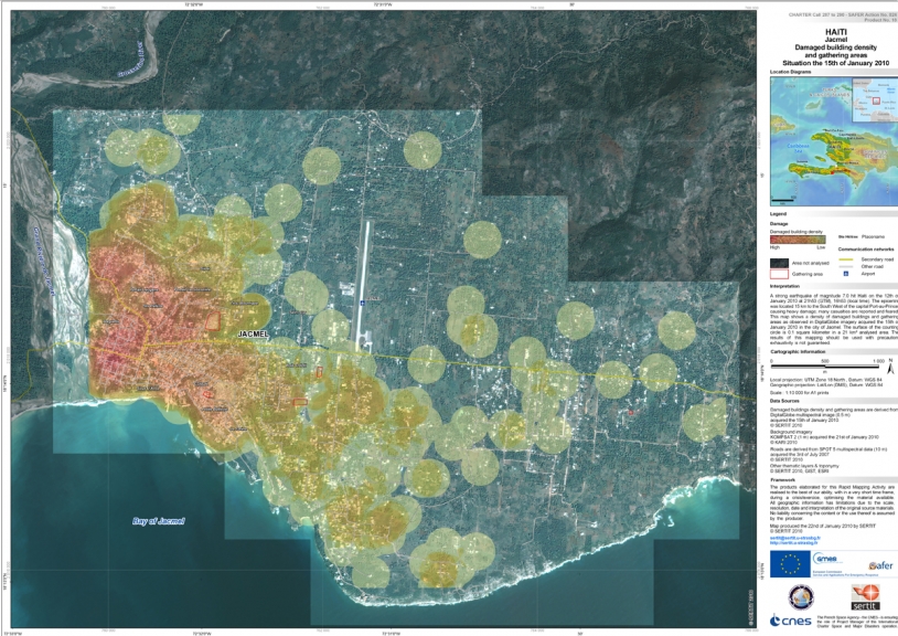 Damage-assessment map supplied by the charter after the Haiti earthquake in January. Credits: KOMPSAT-2 image supplied free to the charter by KARI.